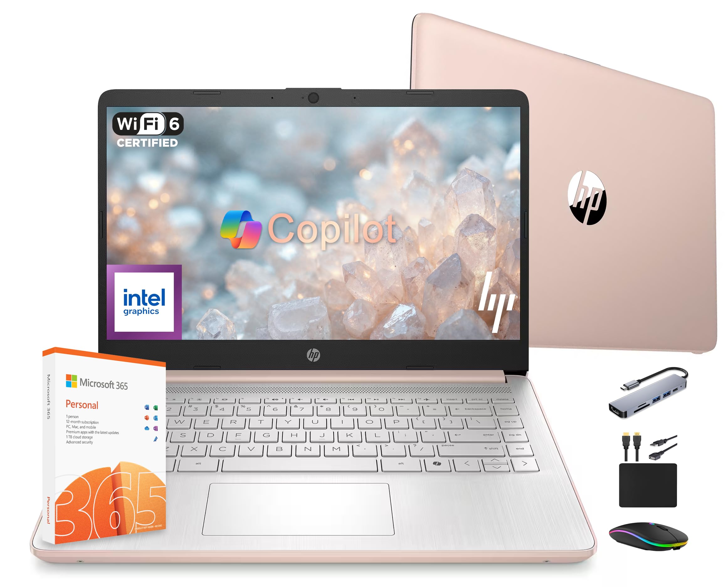 【2025モデル】HP ノートパソコン 14型 Office付 ローズゴールド Amazon.com: HP 14 Laptop Computer 2025 Ultra Light, AI Copilot